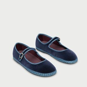 Flabelus Navy Blue Mary Jane Flats